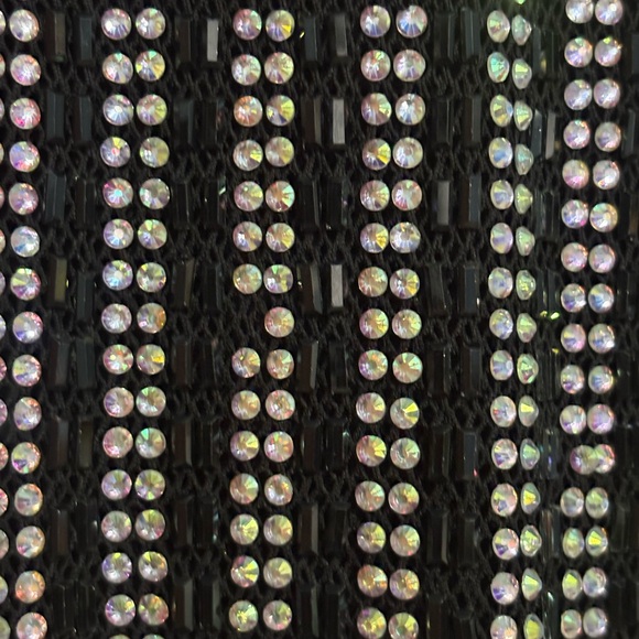 Sale!!! Fashion Nova Lux Black Strapless Dress with Black Beads and Rhinestones - Picture 7 of 8